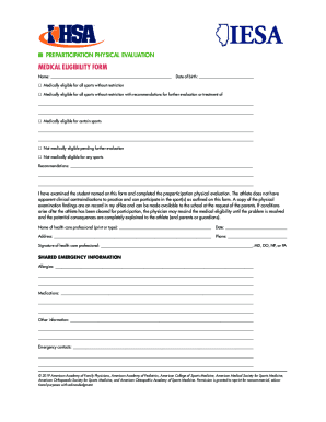 Fillable Online preparticipation physical evaluation - medical ...