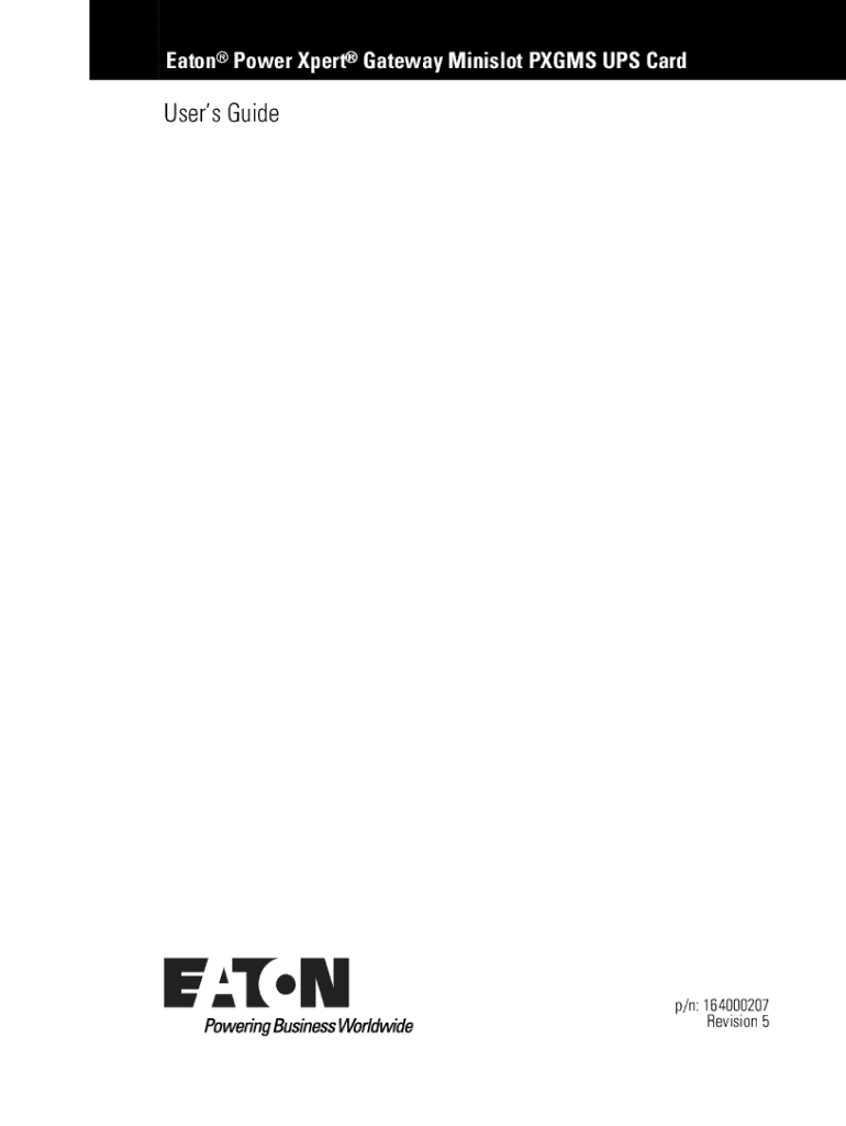 Fillable Online Eaton Power Xpert Gateway PXGX UPS Card User's Guide