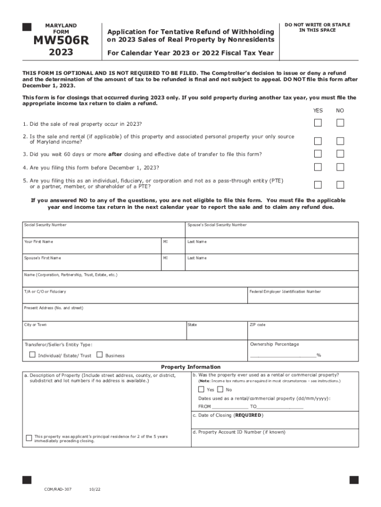 maryland mw506r form Preview on Page 1