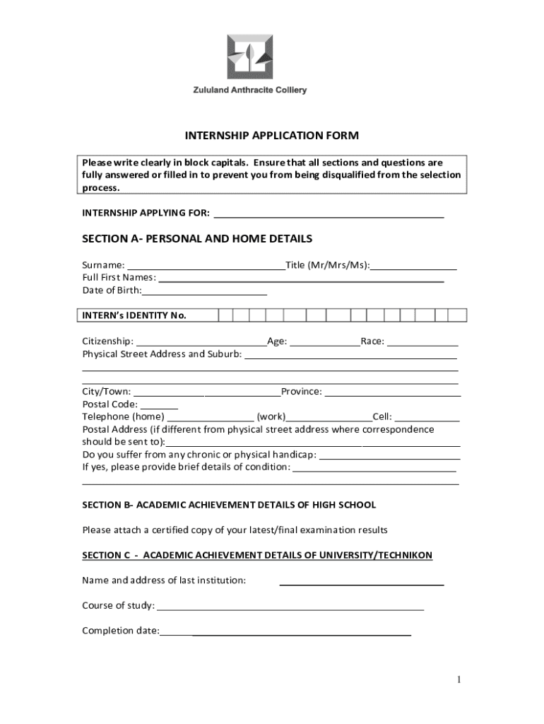 Fillable Online How to answer internship application form questions Fax