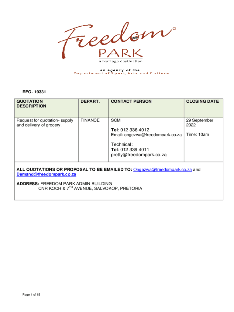 Fillable Online Request for Quotations Lowest Price, Technically