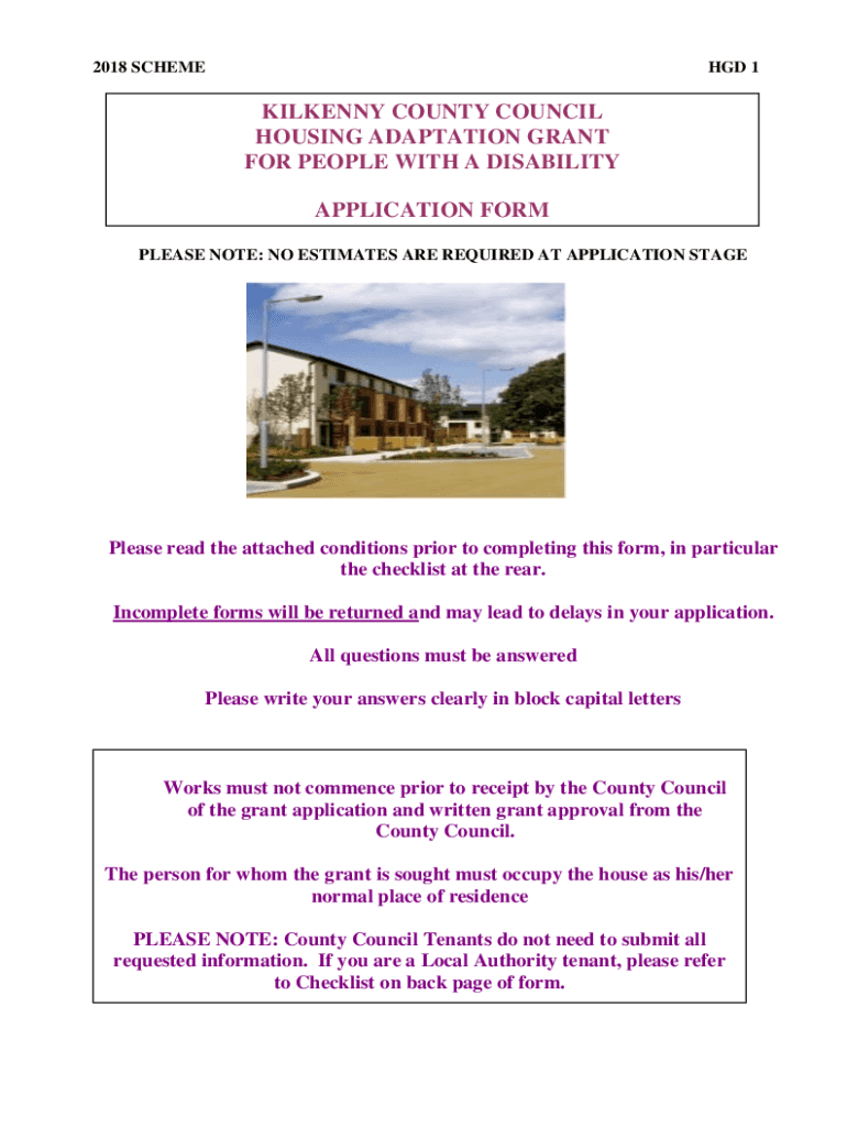 Fillable Online mobility aids housing grant scheme application form Fax