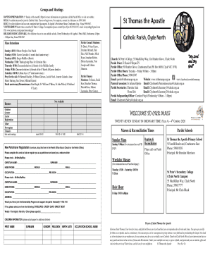 Fillable Online New Parishioner Registration WELCOME TO OUR MASS Fax ...
