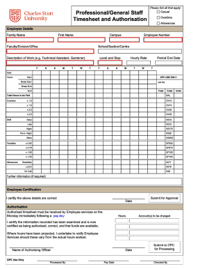 Fillable Online Timesheet - Professional/General Staff Fax Email Print ...