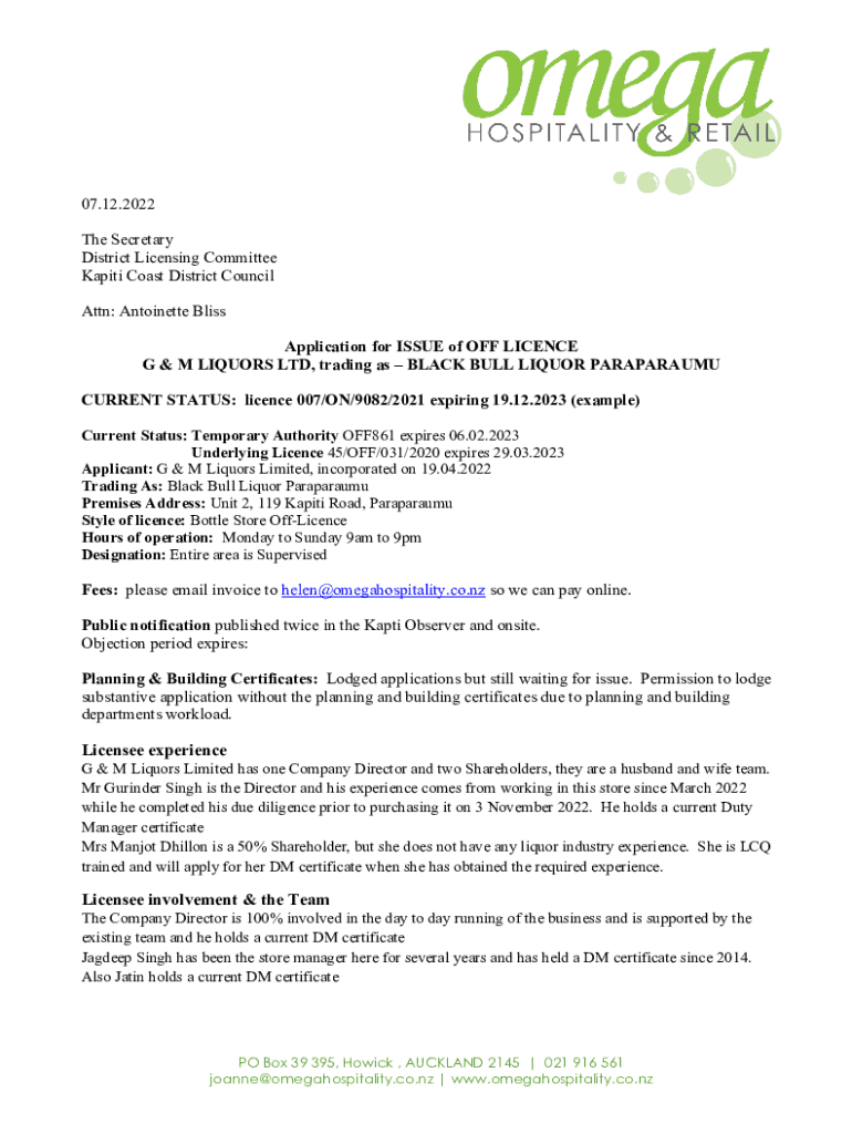 Fillable Online Off800 Application Liquor Lords Paraparaumu SRM Ltd.pdf