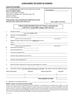 Fillable Online co alameda ca AHSClaimForm.pdf  Alameda Health