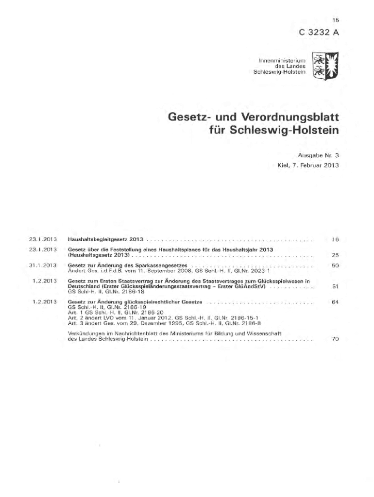 Fillable Online Gesetz und Verordnungsblatt schleswigholstein.de
