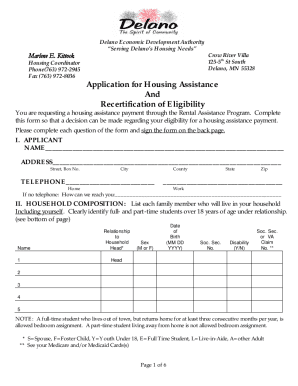 Application for Housing Assistance &amp;amp; Recertification.doc