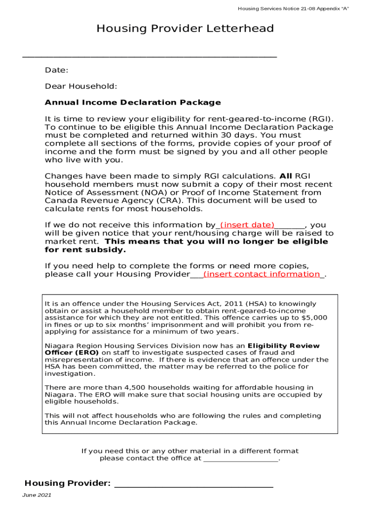 (RGI) Assistance Annual Review Doc Template