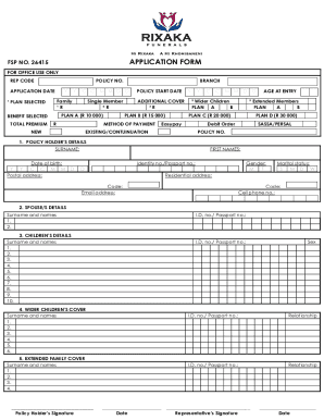 APPLICATION FORM - RIXAKA FUNERALS