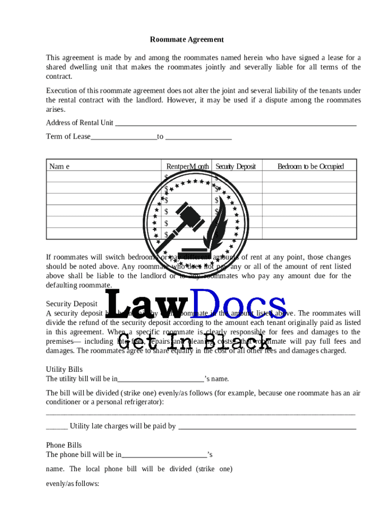Sample ROOMMATE AGREEMENT Doc Template PdfFiller Sample roommate agreement doc template pdffiller