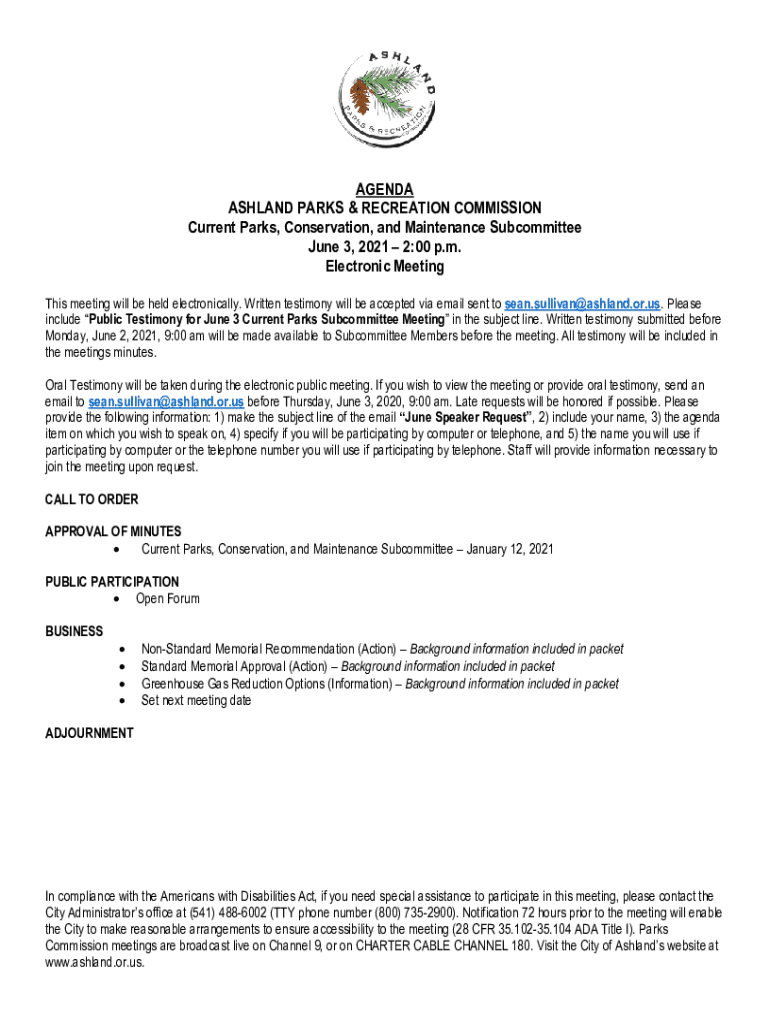 Fillable Online Parks and Recreation Board City of Ashland, MO Fax