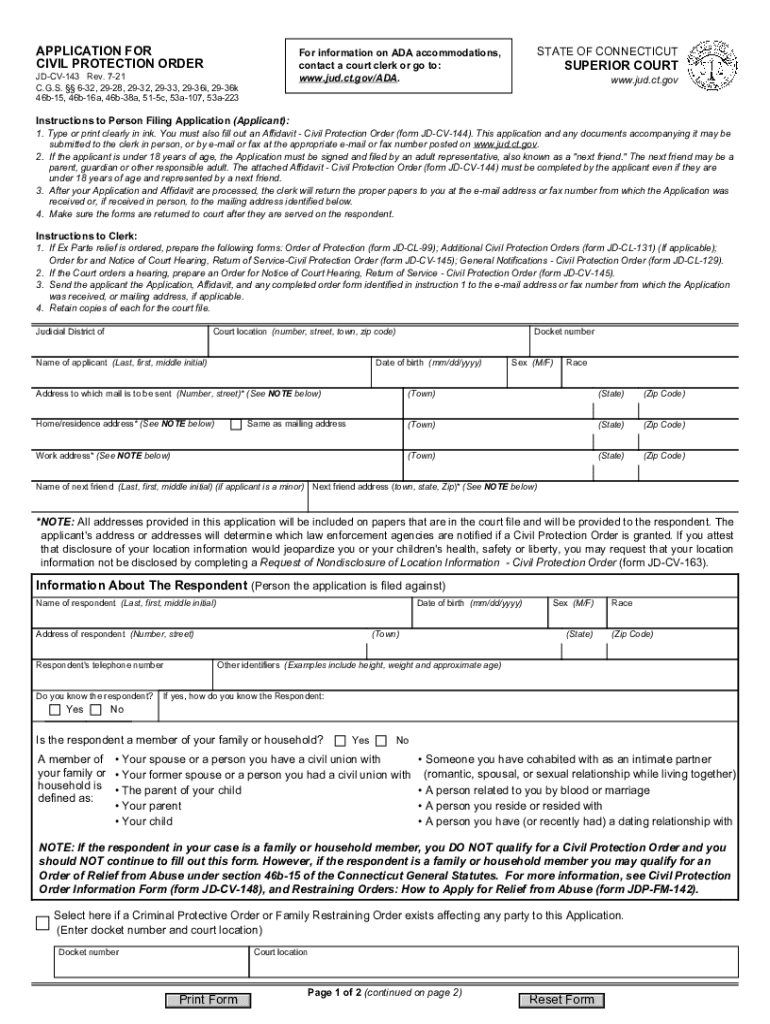 AFFIDAVITCIVIL PROTECTION ORDER Preview on Page 1