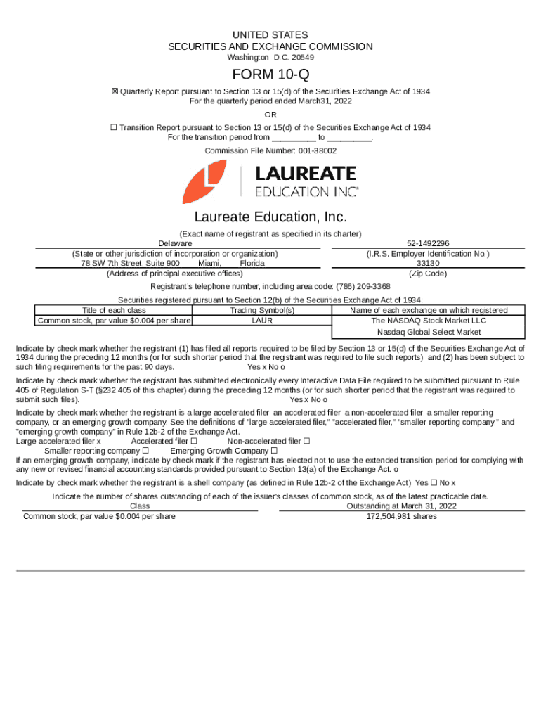 LAUREATE EDUCATION, INC. (. EDGAR Online Pro Doc Template pdfFiller
