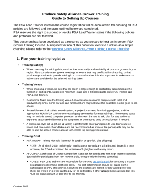Produce Safety Alliance Grower Training Course Checklist