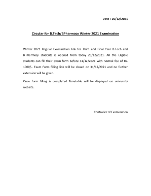 Exam form filling circular