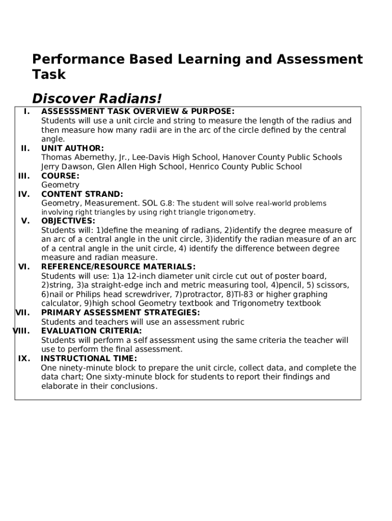 Perance Based Learning and Assessment Task Finding Slope I ... Doc ...
