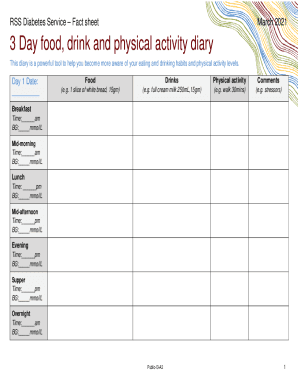 Fillable Online The Role of Food Diaries in Diabetes Self-Care Fax ...