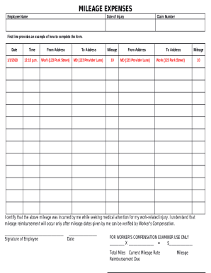 How to Fill out the Medical Mileage in Workers Comp Doc Template ...