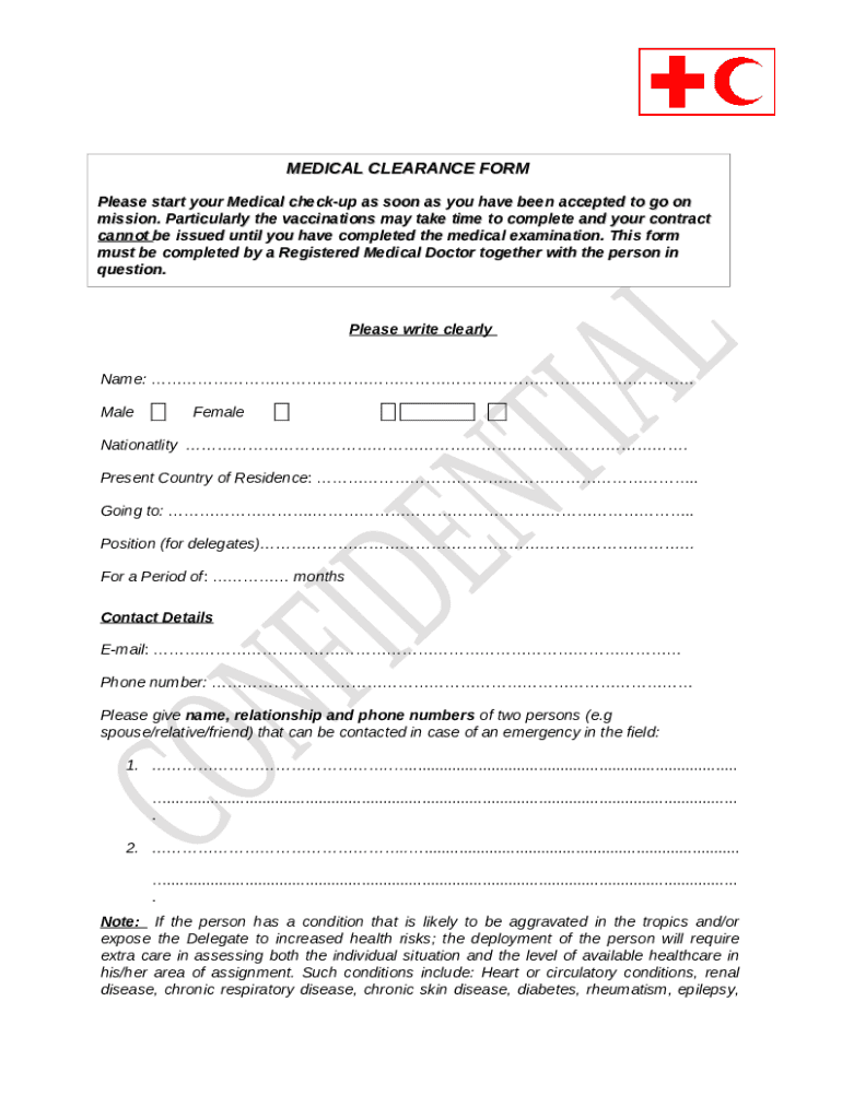 for Medical Clearance Doc Template | pdfFiller