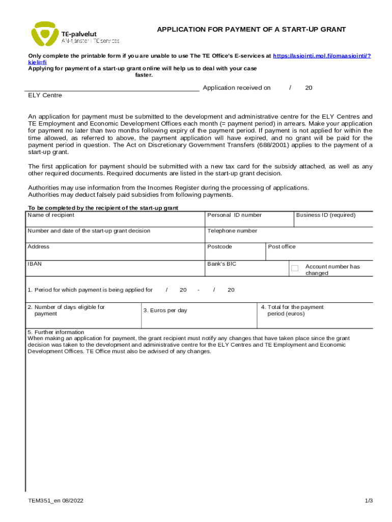 Startup grant application NET Doc Template pdfFiller