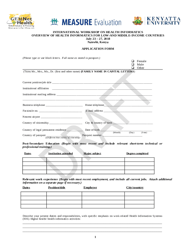 application Kenyatta University Doc Template pdfFiller