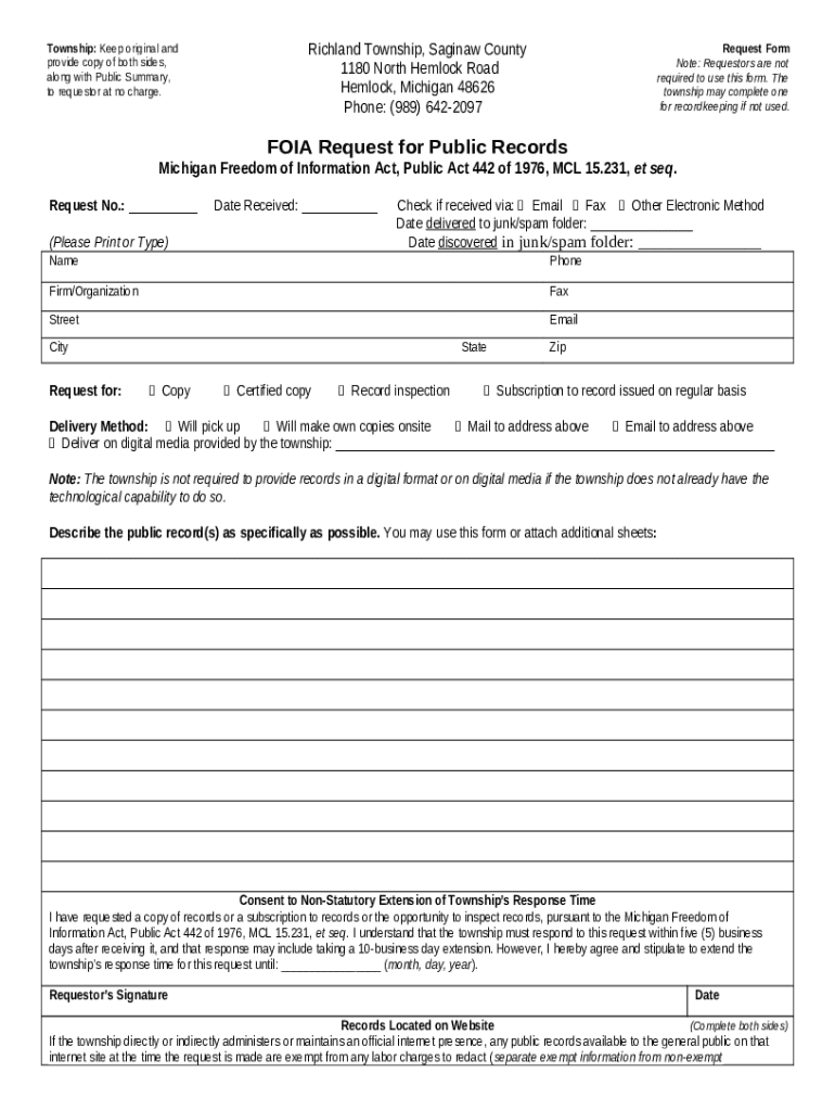 Richland Township Police Department (MI) Hemlock, Michigan Doc