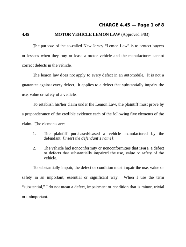 STANDARDS OF THE FLORIDA LEMON LAW Motor Vehicle Doc Template