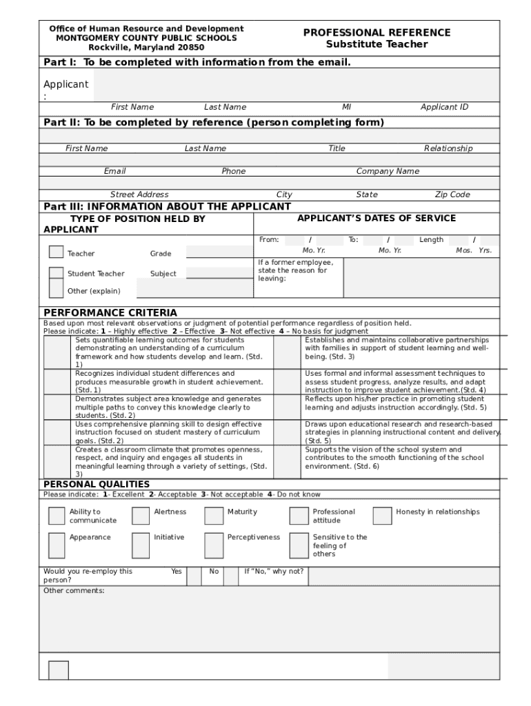 Long term Substitute Teacher English Wootton HS Full Time Doc