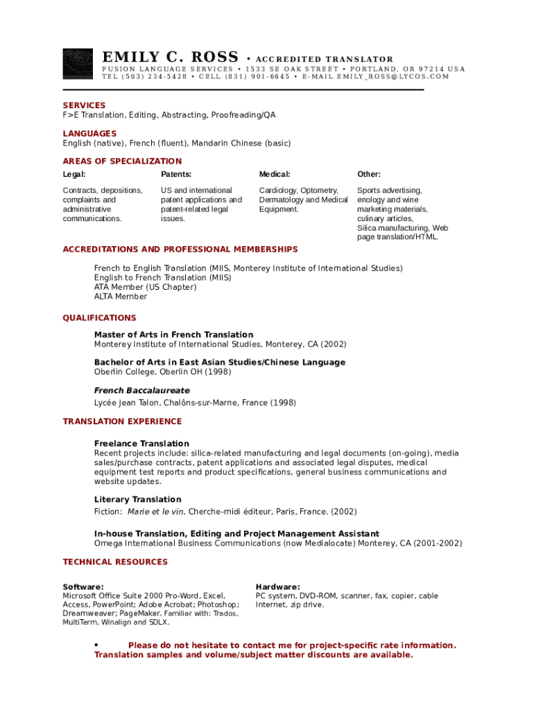Portland Translation Services JR Language Doc Template pdfFiller