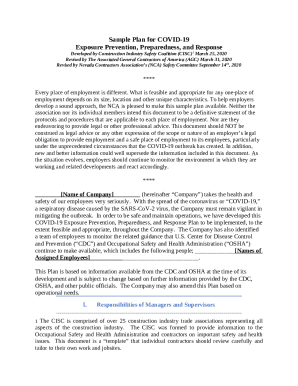 Sample Plan for COVID-19 Exposure Prevention ...