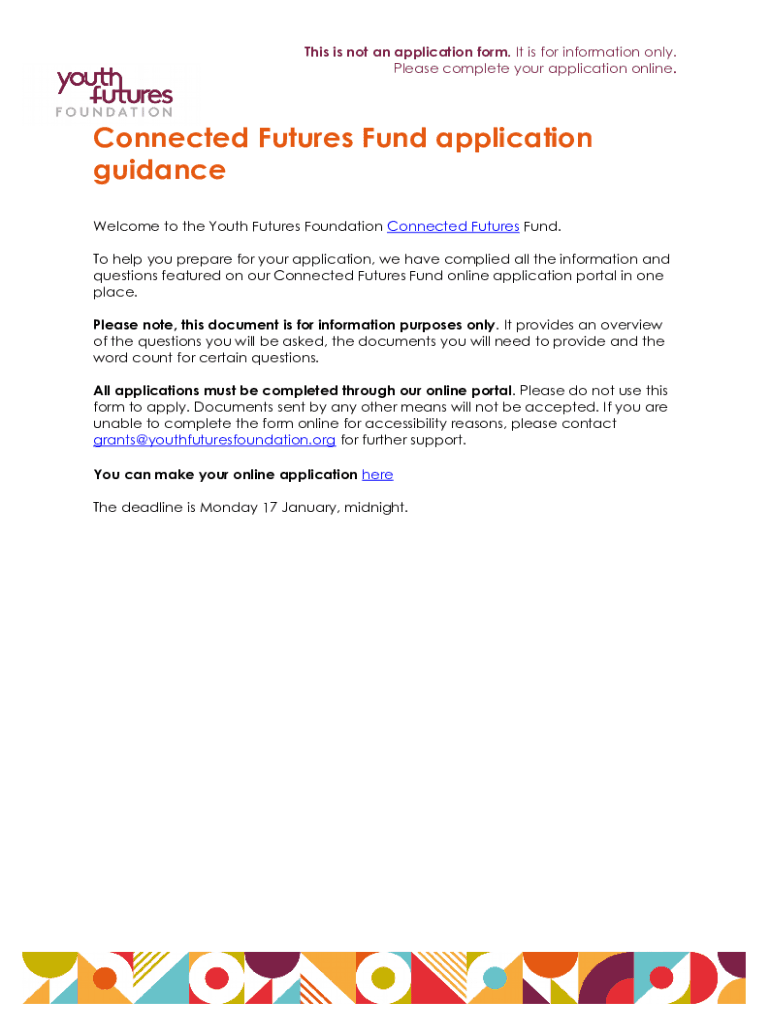 Connected Futures Fund application guidance Doc Template pdfFiller