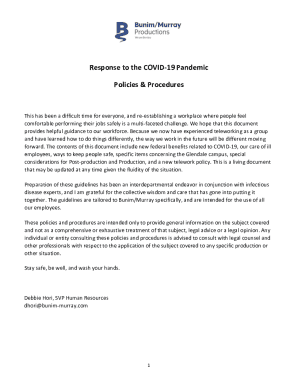 Response to the COVID-19 Pandemic. Policies and Procedures