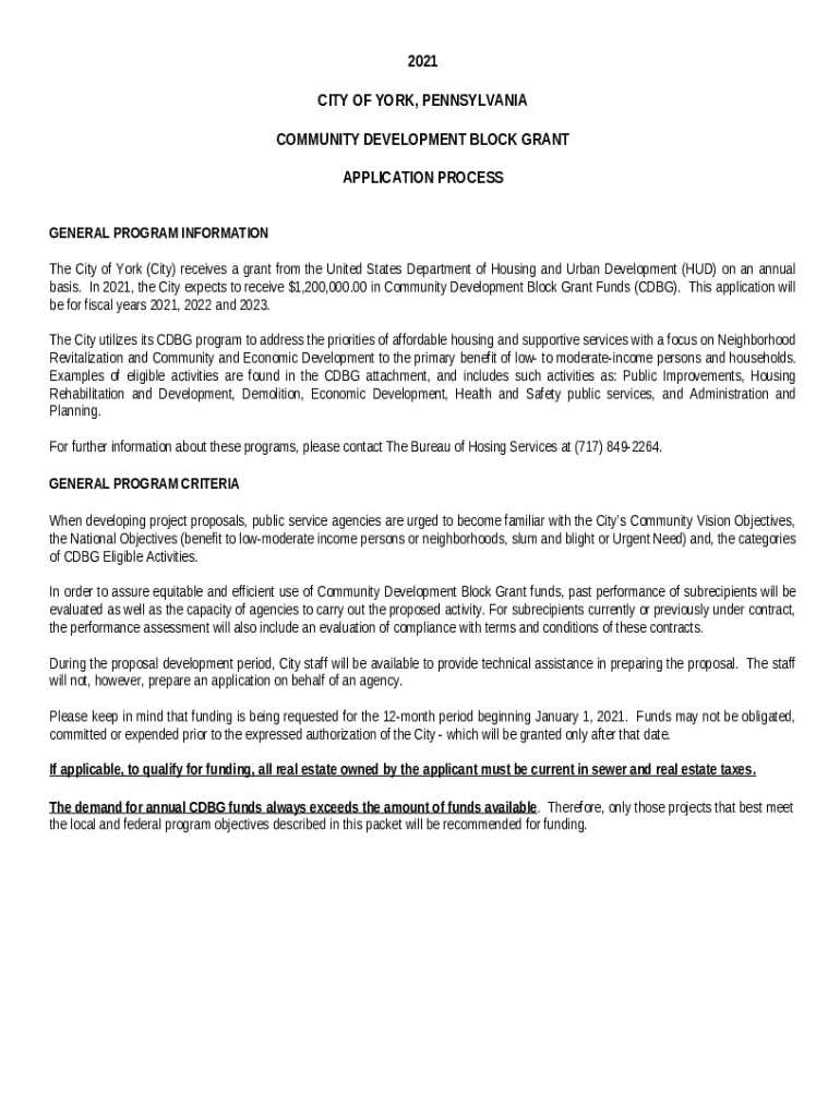 COMMUNITY DEVELOPMENT BLOCK GRANT Doc Template PdfFiller