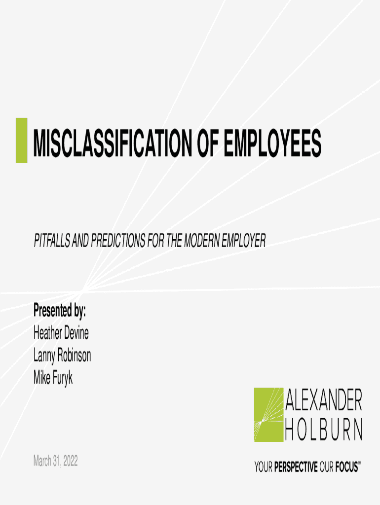 Fillable Online MISCLASSIFICATION OF EMPLOYEES Fax Email Print pdfFiller