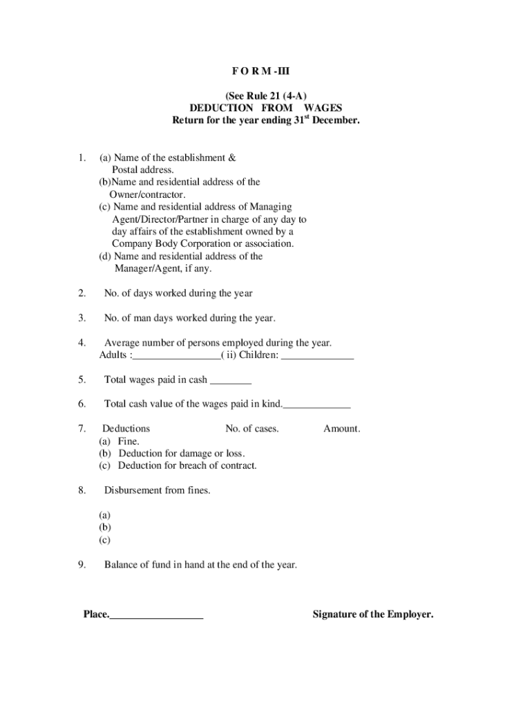 Annual Return Form Iii