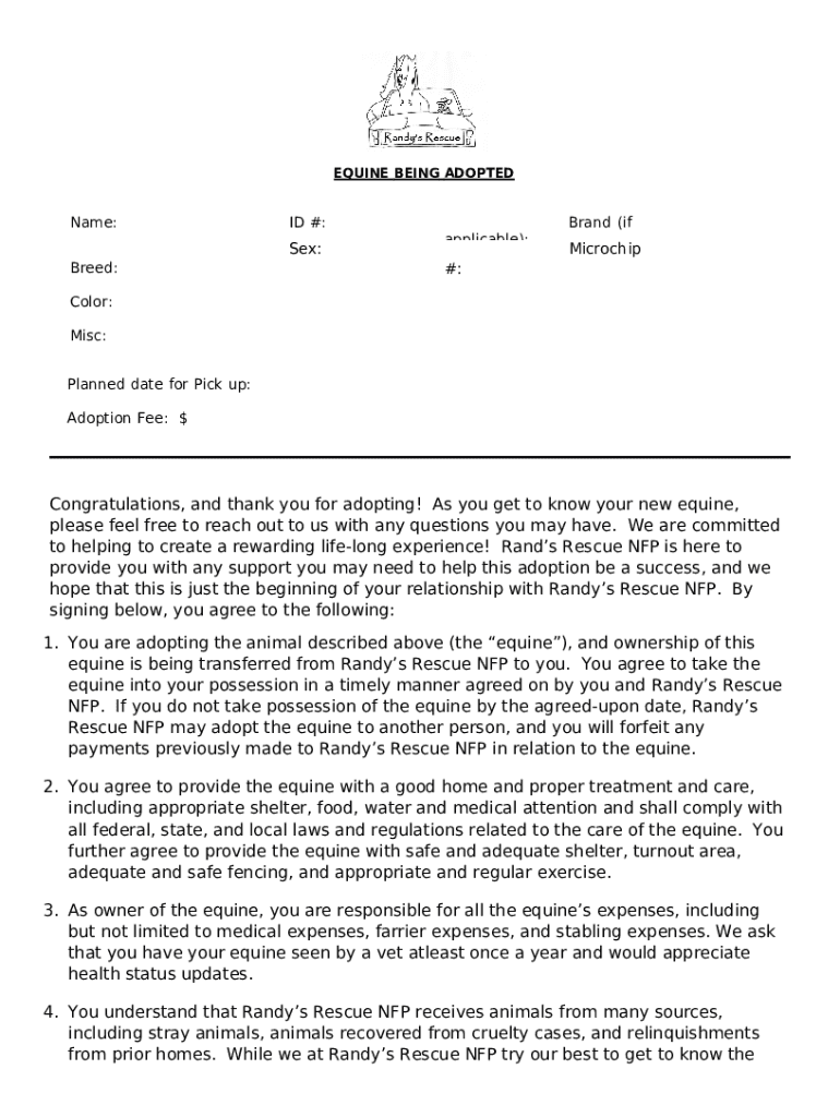 Equine and farm animal adoption application - BC SPCA Doc Template ...