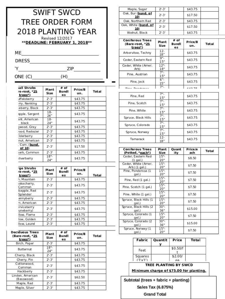 Seedling Order Missouri Department of Conservation Doc Template