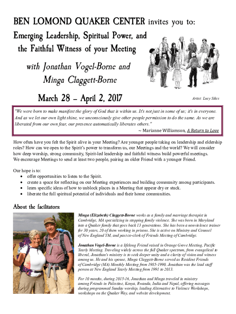 Fillable Online BEN LOMOND QUAKER CENTER invites you to Participating