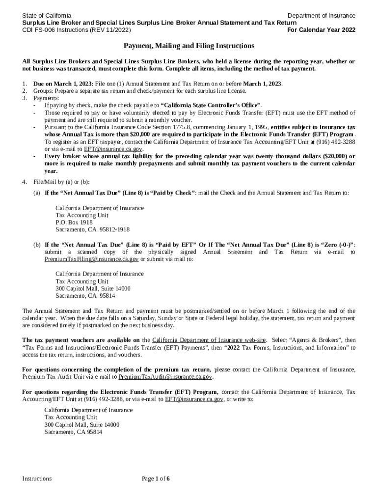 Surplus line broker reporting and tax requirements Doc Template pdfFiller