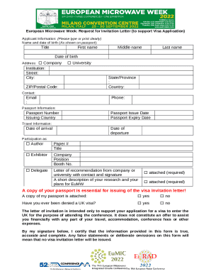 Letter of Invitation for Visa Application - Schengen Visa