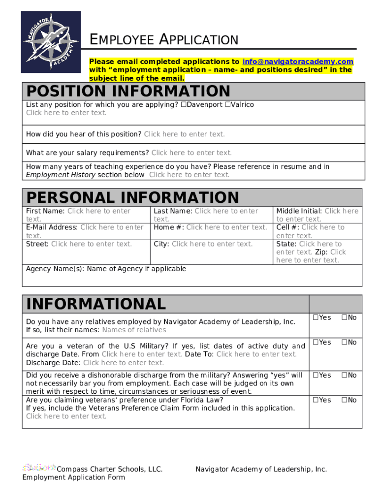 employment history Navigator Academy of Leadership Valrico Doc