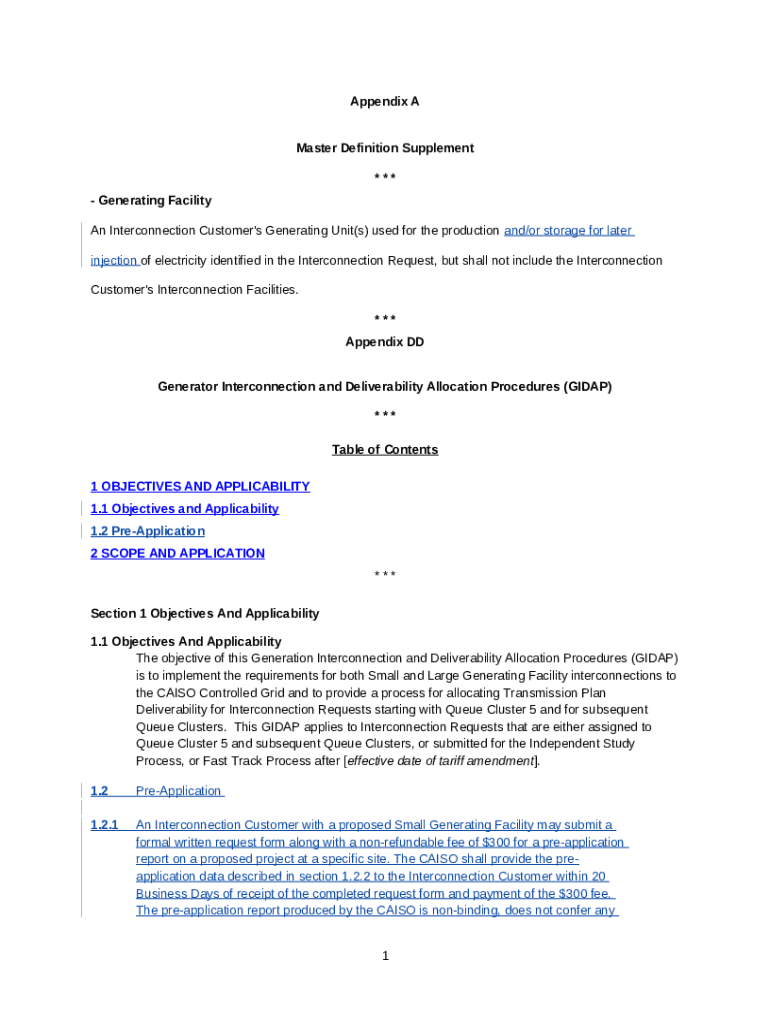 CAISO TARIFF APPENDIX A Master Definitions Supplement Doc Template