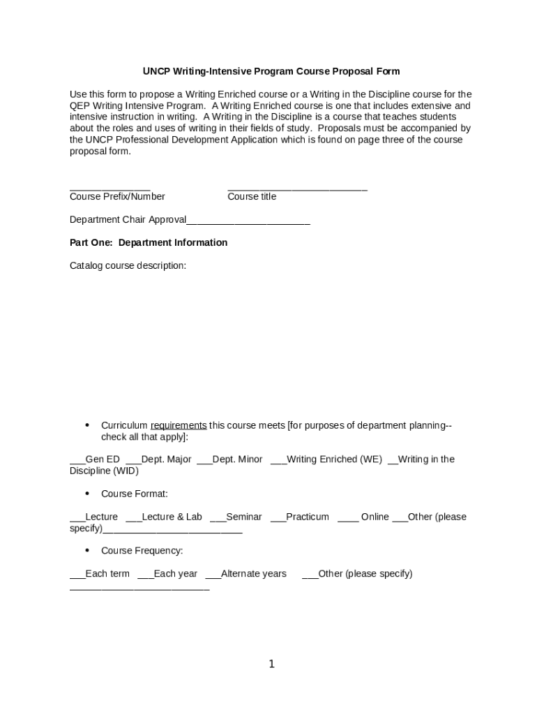Program Writing in the Discipline Courses UNC Pembroke Doc Template