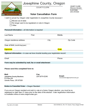 Fillable Online Voter Cancellation Form - Deschutes County Fax Email ...