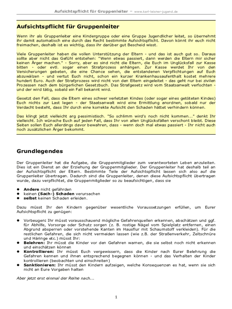  Foto zu Fillable Online Zur Aufsichtspflicht in der Kita und im Kindergarten 