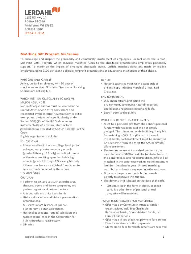 Fillable Online Matching Gift Program Guidelines Double the Donation Fax Email Print pdfFiller