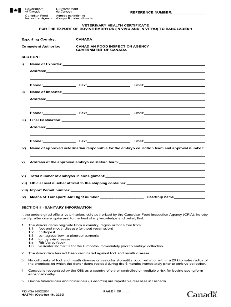 Fillable Online animal health certificates and sanitary requirements