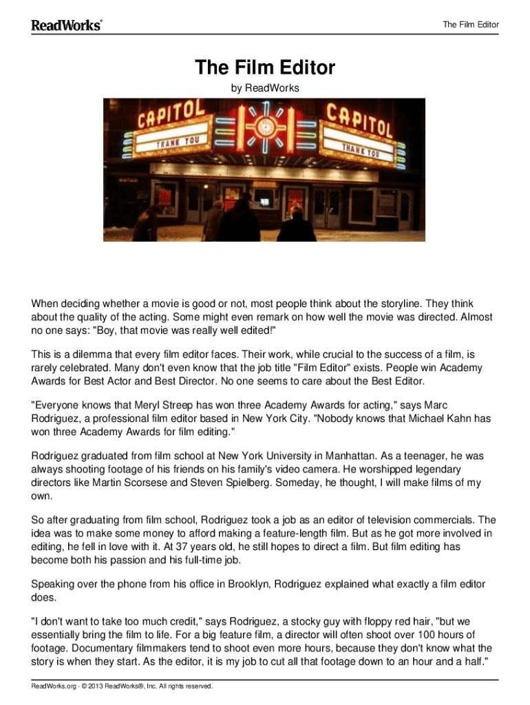 Fillable Online The Film Editor Answer Key Fill Online, Printable