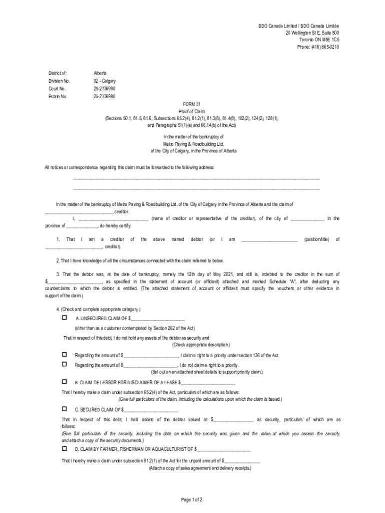 Fillable Online ApplicationforReceivershipOrder(1).pdf BDO Canada